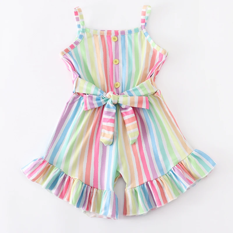 cute baby suit Girlymax Spring Summer Milk Silk Baby Kids Tie Dye Daisy Stripe One-piece Garment Jumpsuit  Pants Shorts Set Clothes Sleeveless newborn clothes set