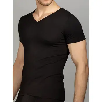 

Men 'S T shirt with V-neckline, Classic bamboo