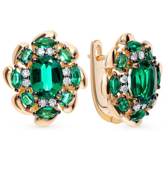 

Gold earrings with emeralds and diamonds sunlight sample 585