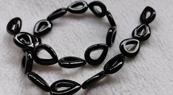 

16inch Teardrop Drop Natural Brazil Agate Black Jet donut, jet onyx semi-precious stone, DIY beads, gemstone supply pendant