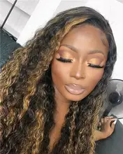 ALICE-pelucas de cabello humano rizado con malla frontal, cabello con cierre superior de cuero cabelludo de 150% de densidad, no Remy