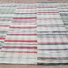 Винтажный большой ковер ручной работы в английскую полоску 8'4'' X 9'10''