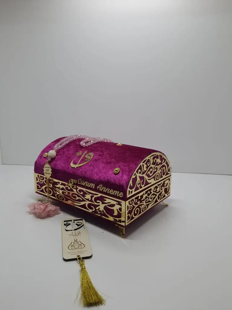 

Large Size Luxury Quran Set Velvet Fuchsia Colorful Quran