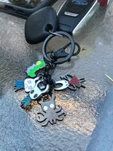 LLavero de caballero hueco con dibujos animados, llavero de Metal, colgante de pulpo, bolsa de coche, llavero, cadena de cuerda, collar