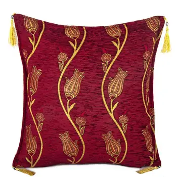 

45x45 cm Tassels Tulip Cushion Cover / Pillow Cover Model No: 3 Red