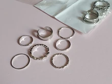 7 unids/set moda de Corea mezclado anillo geométrica redonda de Metal oro gemelos de Color plateado anillos abiertos de la joyería para las mujeres