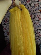 Skirt Women Mesh Lace Tulle Spring Long Vintage Yellow Beach Summer Elastic-Waist Travel-Ball