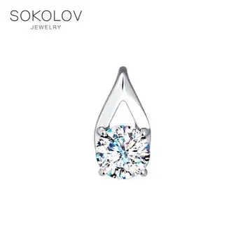 

Sokolov pendant in white gold with Swarovski Crystals zirconia fashion jewelry 585 women's male, pendants for neck women
