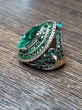 Kinel de lujo anillo para las mujeres aspecto Vintage AAA verde de cristal de la joyería de Boho de Color oro encanto étnico anillo de boda