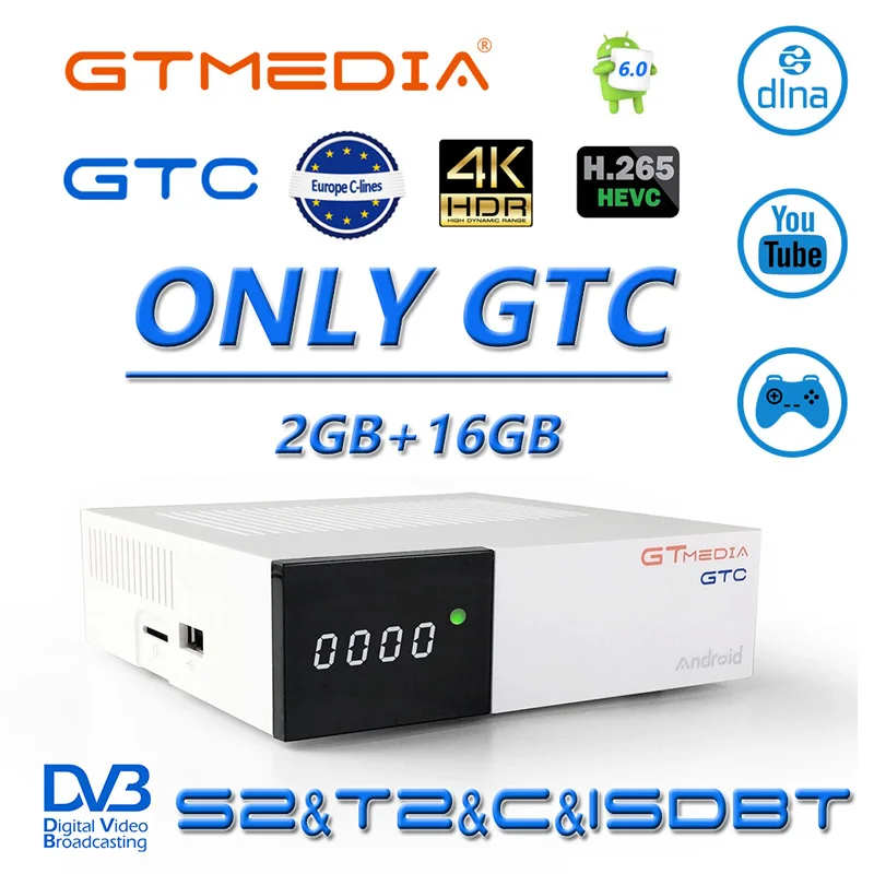 Freesat GTmedia GTC ТВ Receiptor спутниковый ТВ приемник DVB-S2 DVB-T2 DVB-C с IP ТВ M3U подписки CCcam цлайн Android ТВ коробка - Цвет: only gtc