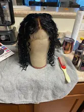 Pelucas de cabello humano malayo para mujeres negras, Bob corto de cabello humano rizado con cierre de encaje 4x4, prearrancado con pelo de bebé