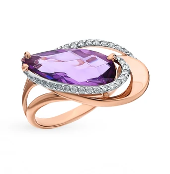

Gold ring with amethyst and cubic zirconia sunlight sample 585