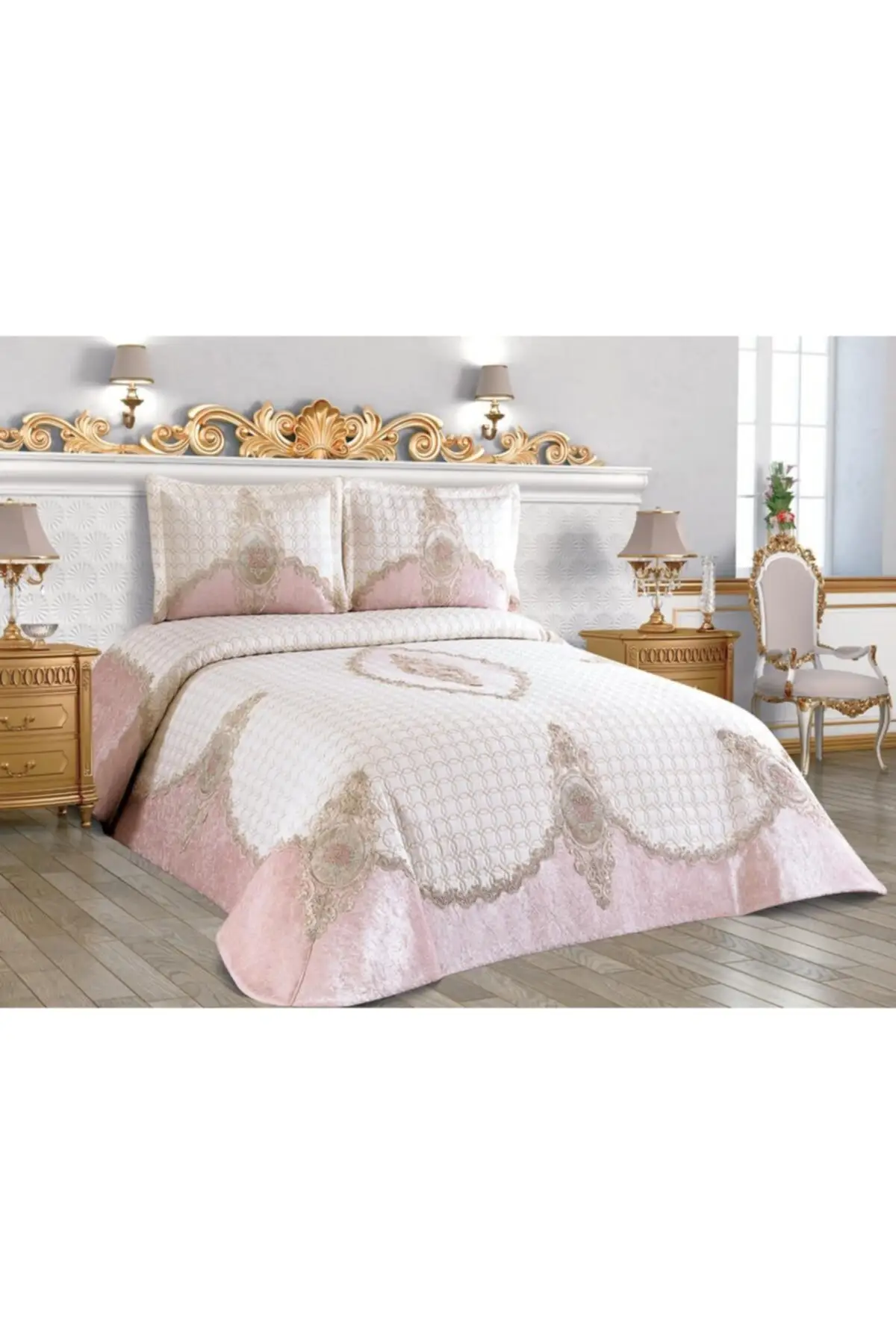 

Elegant French Guipure Quilted Double Bed Cover Coverlet Set 3 Pieces Pillowcases Bed Lining Good Quality Bed Clothing - Tale