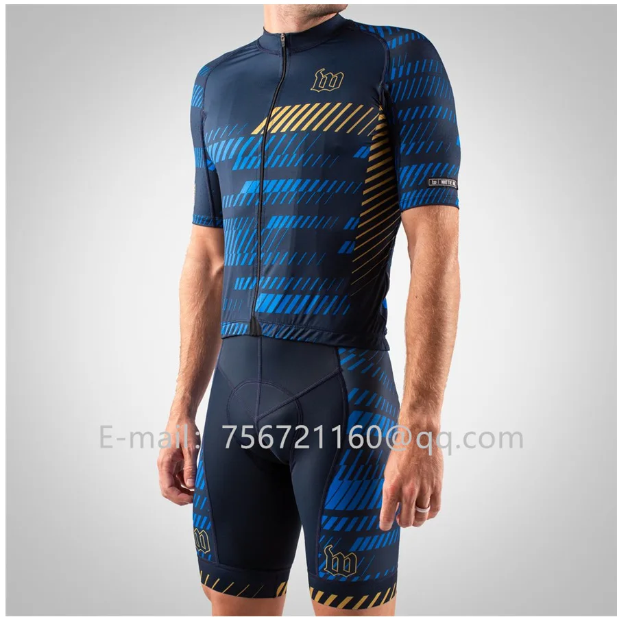 WATTIE INK летняя одежда для велоспорта на открытом воздухе Мужская футболка с коротким рукавом для велосипеда MTB Джерси комплект roupa ciclismo uniforme bib shorts - Цвет: Небесно-голубой