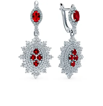 

Silver earrings with cubic zirconia and Garnet sunlight