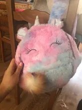 Bonita mochila de dibujos animados para niña, mochilas con unicornio de felpa, de piel, escolar, regalo para niños, bolsa de libro