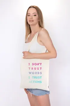 

Angemiel Bag I Dont Trust Words Written Shopping Beach Tote Bag