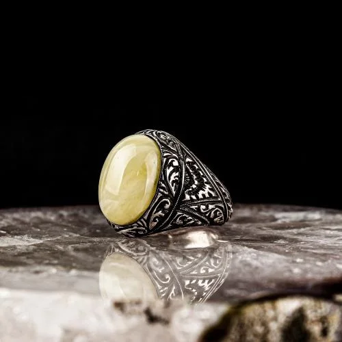 

Real Pure 925 Sterling silver ring real Citrine stone hand made made in turkey luxury and trendy model vintage style model