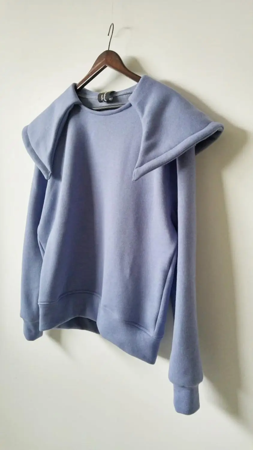 Cape Style Collar Purple Sweatshirt Oversized