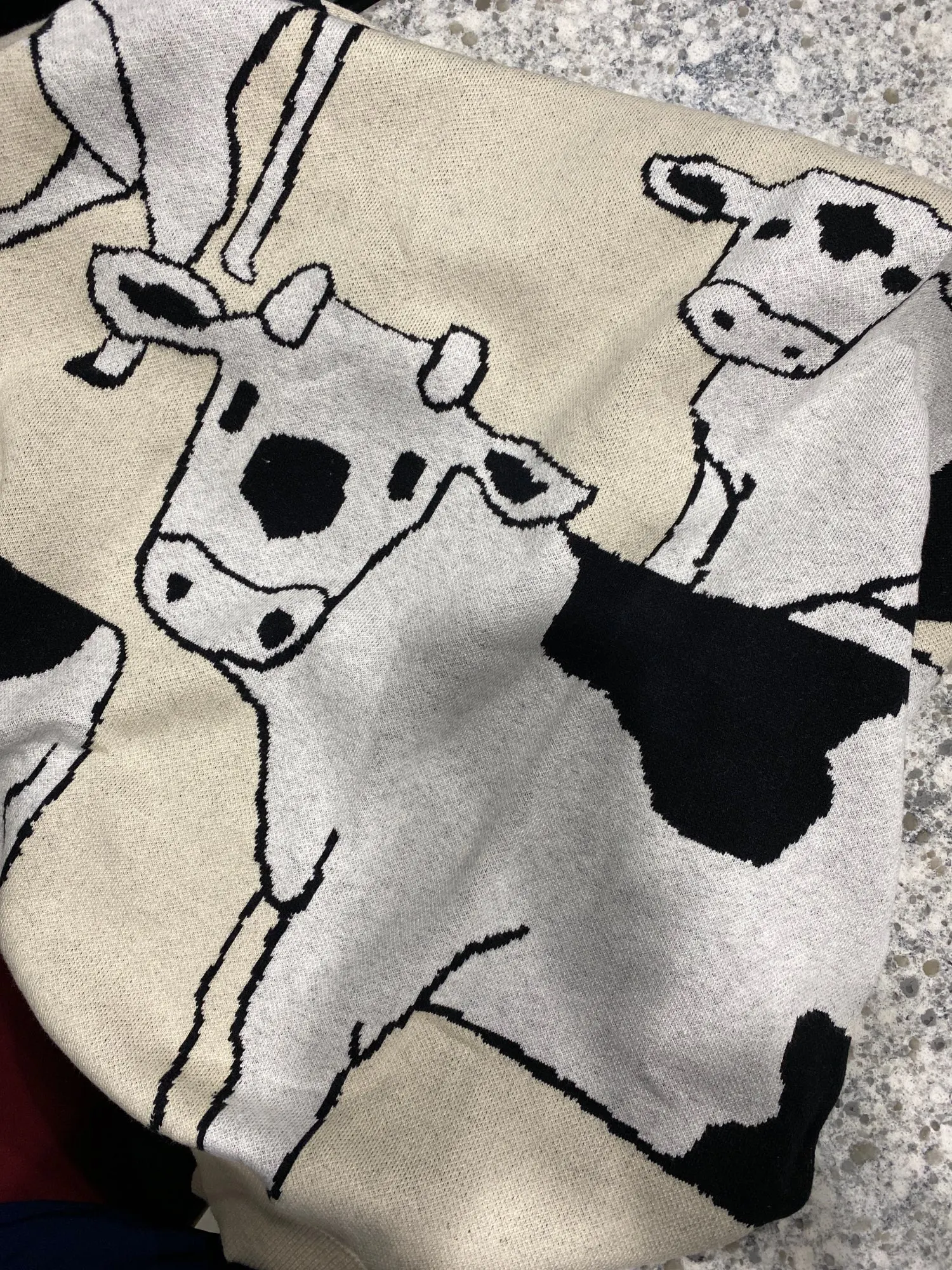 Loose Cow print Sweater Soft girl photo review