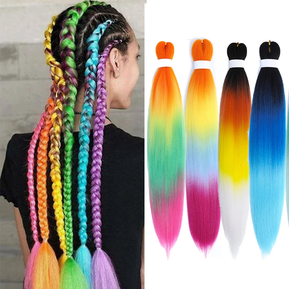 Easy Xpression Braiding Hair Pre-stretched Synthetic Jumbo Braiding Hair  Star Black Pink Rainbow Hair Extensions - Hat Wigs & Extensions - AliExpress