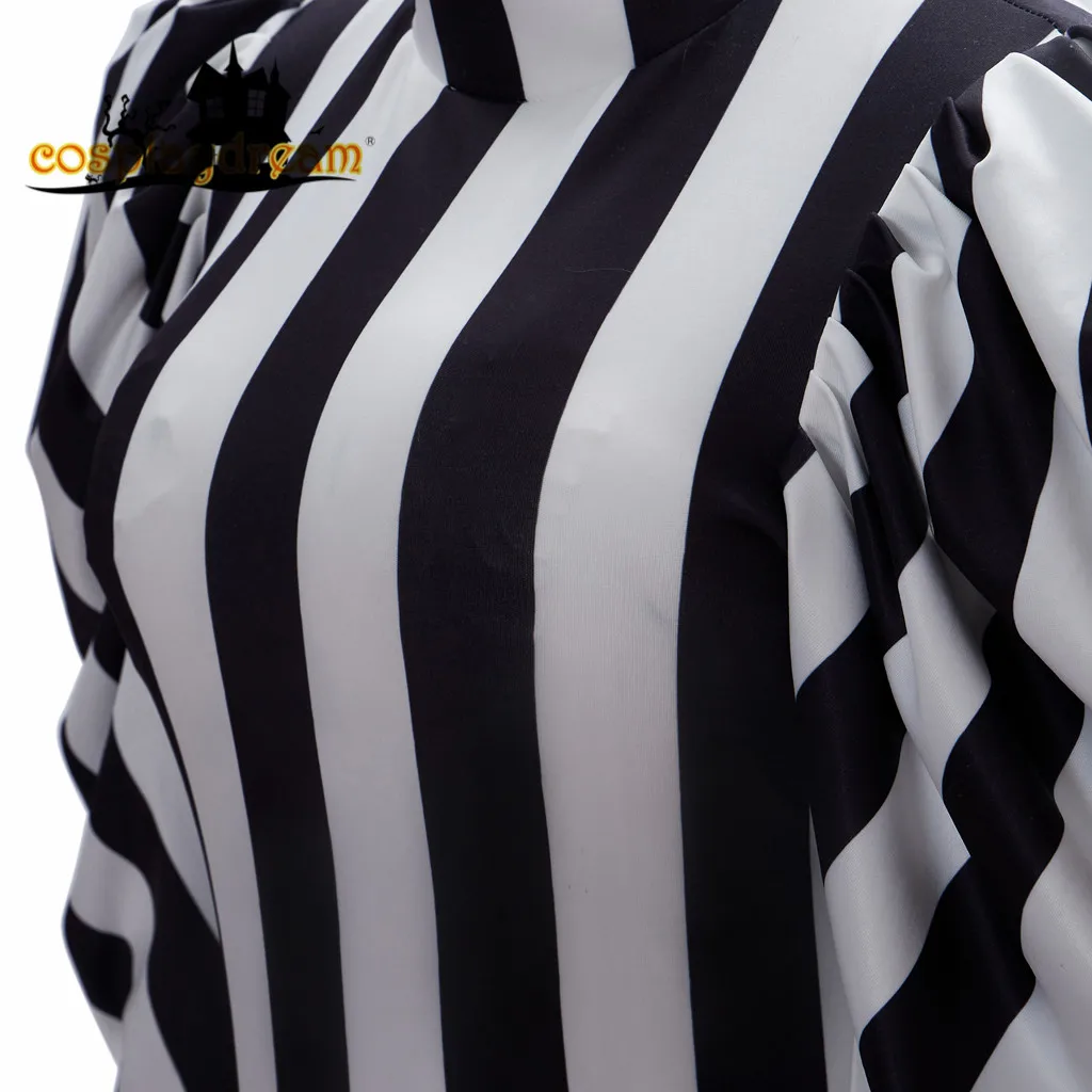 Miss Beetlejuice Costume Sexy dress Black and White Stripes Jumpsuit bodysuit Beetlejuice cosplay costume