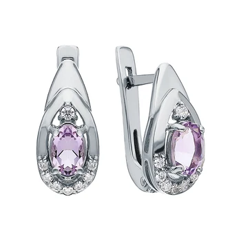 

Silver earrings with amethyst and cubic zirconia sunlight sample 925