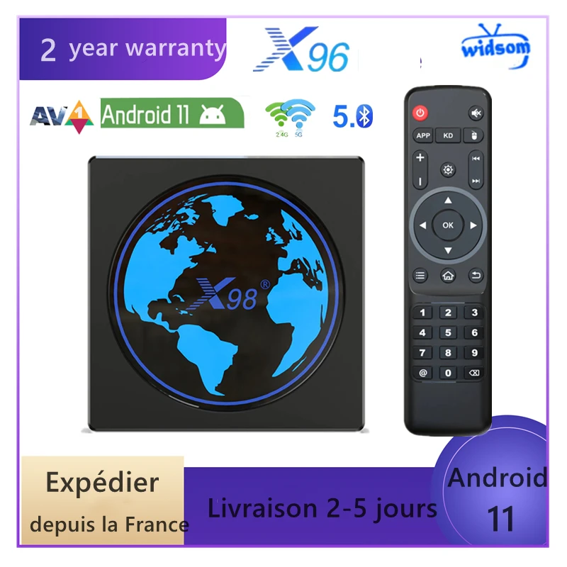 Новинка X98mini smart ip tv box 2 ГБ 4 32 64 Гб HDR 10 + Buletooth AV 1 android 11 0 S905W2 Франция M3U 4K