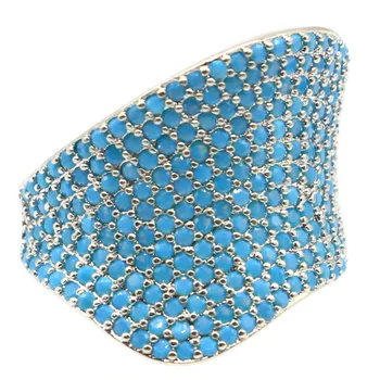 

21x20mm Popular Style Silver High Quality Created Blue Turquoise Stone Luxury Daily Wear Silver Rings