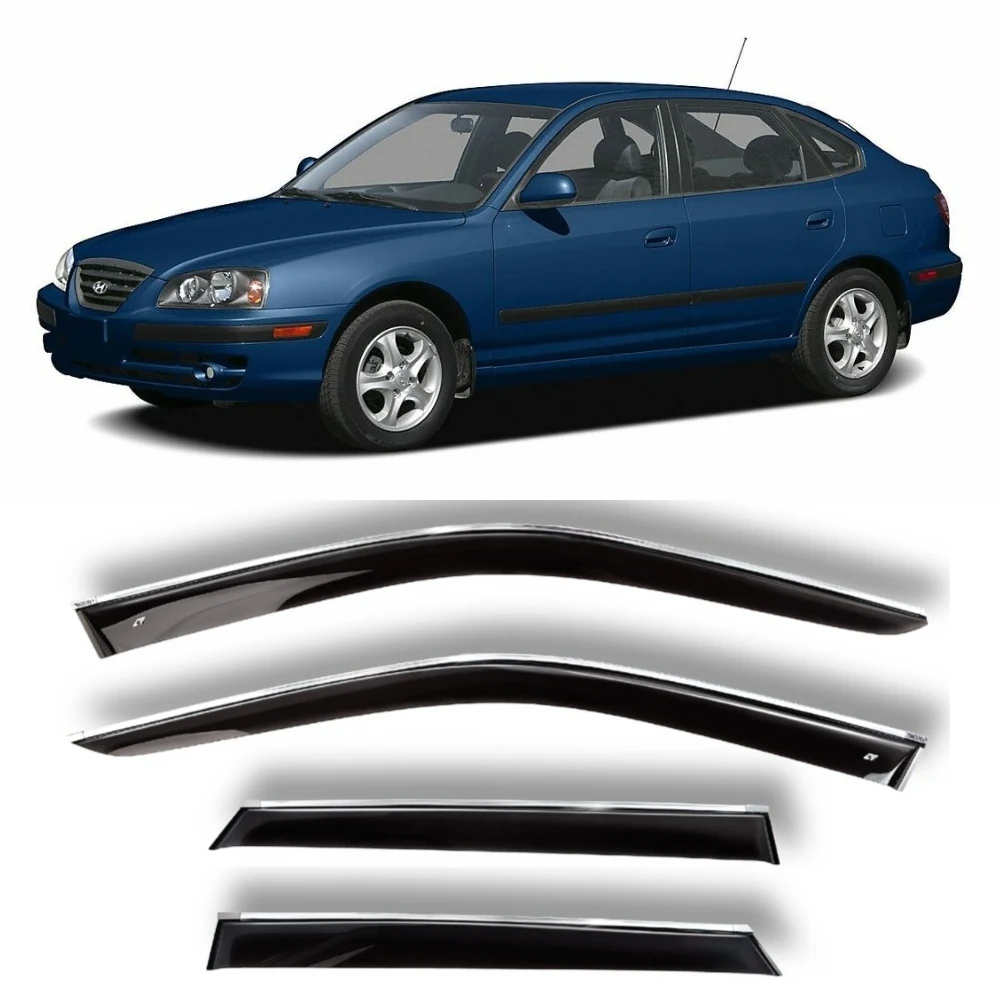 Дефлекторы окон хром полоска молдинг Cobra Tuning H22700CR на авто Hyundai Elantra 3 2000-2006