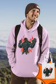 

Angemiel Wear Fighter Göril Pink Male Hooded Sweatshirt Bags Kombin