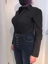 White Blouse Bodysuit Women Shirts Front-Pleated Black Turn-Down-Collar Ladies Tops Office