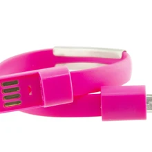 Micro USB браслет кабель 23 см розовый