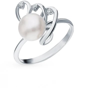 

Silver ring with cubic zirconia and pearls sunlight sample 925