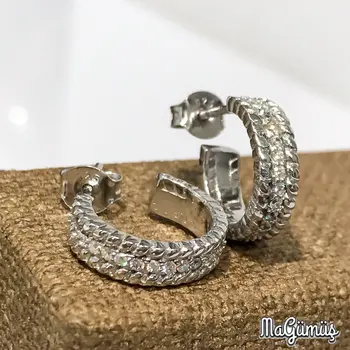 

New Cubic Zirconia Single Row Silver Ring Earrings