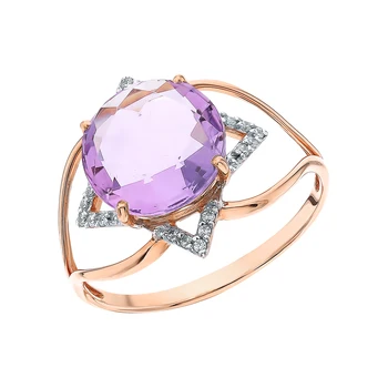 

Gold ring with amethyst and cubic zirconia sunlight sample 585