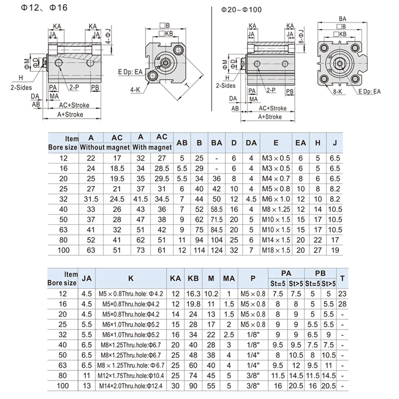 cilindros pneumaticos de ar compacto sda 16mm 03