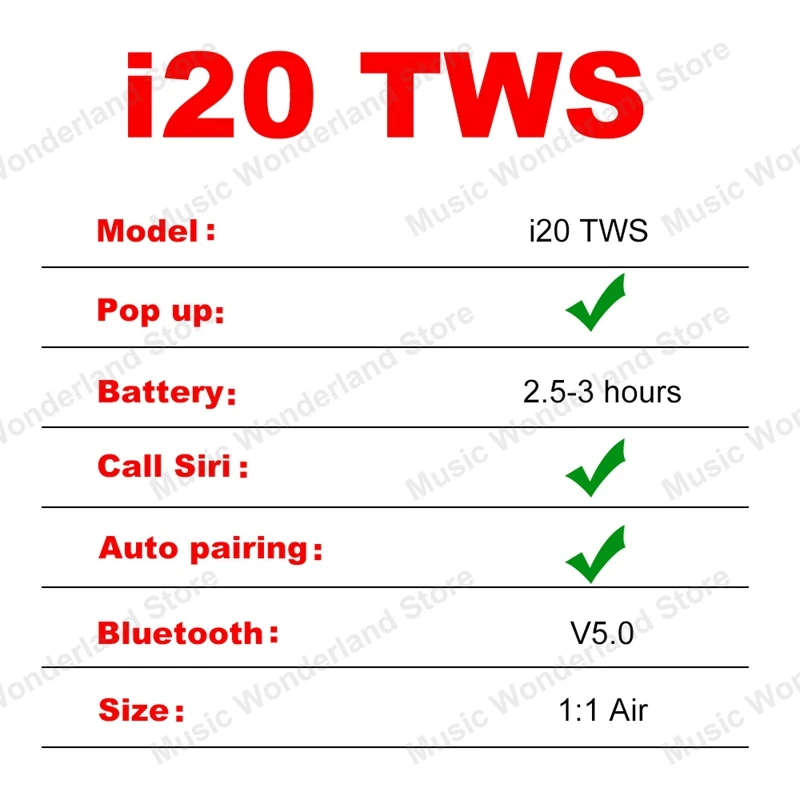 Распродажа i20 i30 i60 TWS Bluetooth наушники Беспроводной наушники всплывающем окне ко i10 i12 TWS PK i200 i9000 TWS 1:1 воздуха 1st - Цвет: i20 TWS