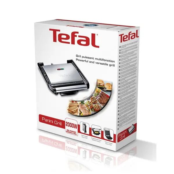 Гриль Tefal GC241D 2000W Inox черный серебристый