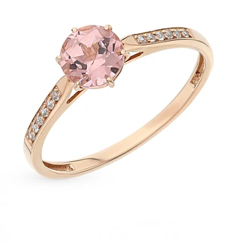 

Gold ring with morganite and cubic zirconia sunlight sample 585