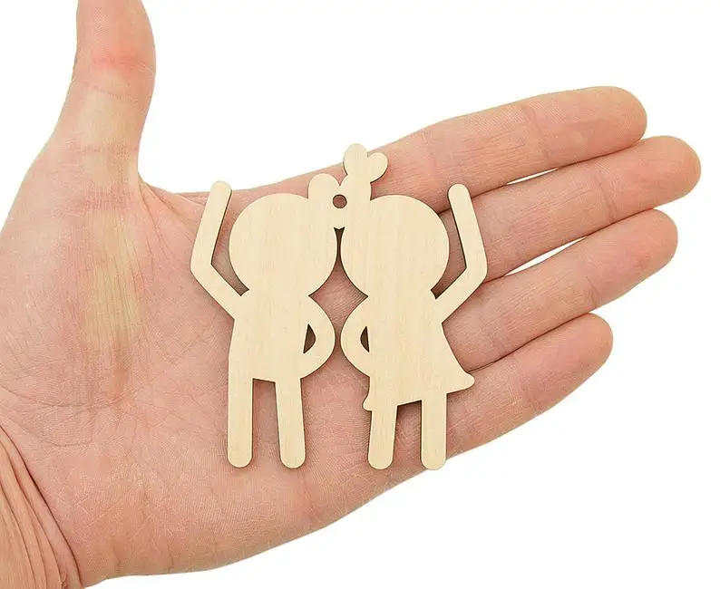 

Wooden Man and Woman In Love (8cm) Shape Boy and Girl Art Projects Craft Hanging Tag Decoration Gift Decoupage 0391