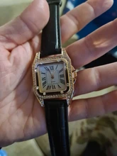 Reloj de pulsera con esfera cuadrada estrellada de diamante para mujer, conjunto de cronógrafos de pulsera, de cuero, de cuarzo, femenino