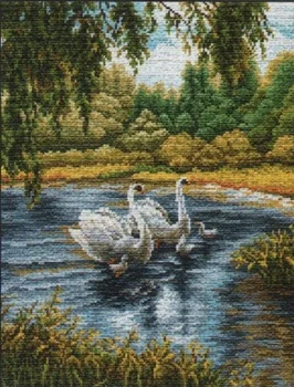 

Алмазная вышивка 40х50 "Лебединая семья", Painting Diamond