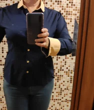 Casual Shirt Blouse Tops Button Patchwork Blusas Long-Sleeve Lapel Office Autumn Plus-Size