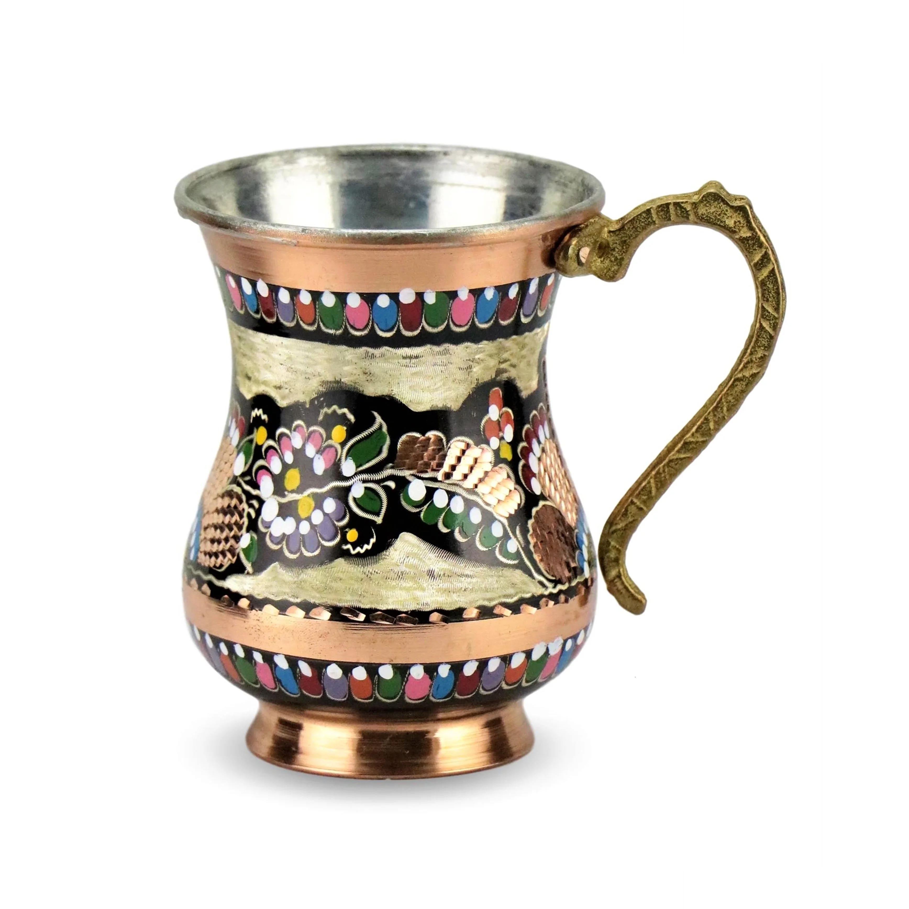 Copper Pitcher Set of 6 Water Pitcher Mug Large Cup Jug Set Copper Juice Carafe 2 L (70 fl) Handmade MADE IN TURKEY