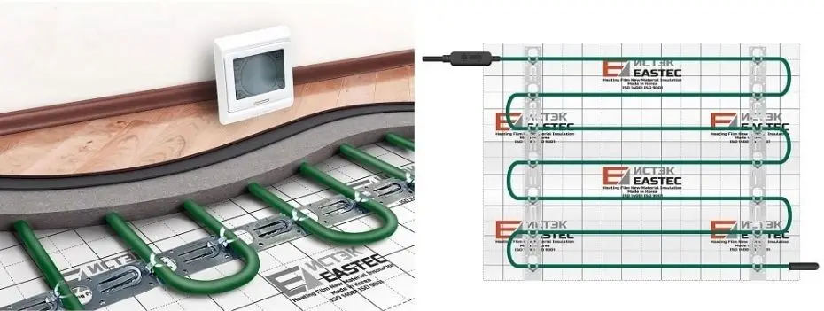 EASTEC ECC- корейский электрический греющий кабель для теплого пола под плитку или керамогранит. Для отопления, подогрева пола в частном доме или квартире. Мощность нагревательного кабеля 20 Вт / 1 пог. метр