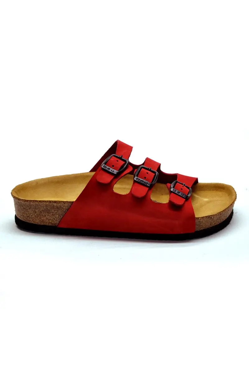 

UMA Red Multi-Strap Anatomical Natural Cork Sole Real Leather Women Sandals