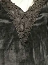 Patchwork-Dress A-Line-Lantern-Sleeve V-Neck Lace-Edge Simplee Open-Back Nightclub Sexy