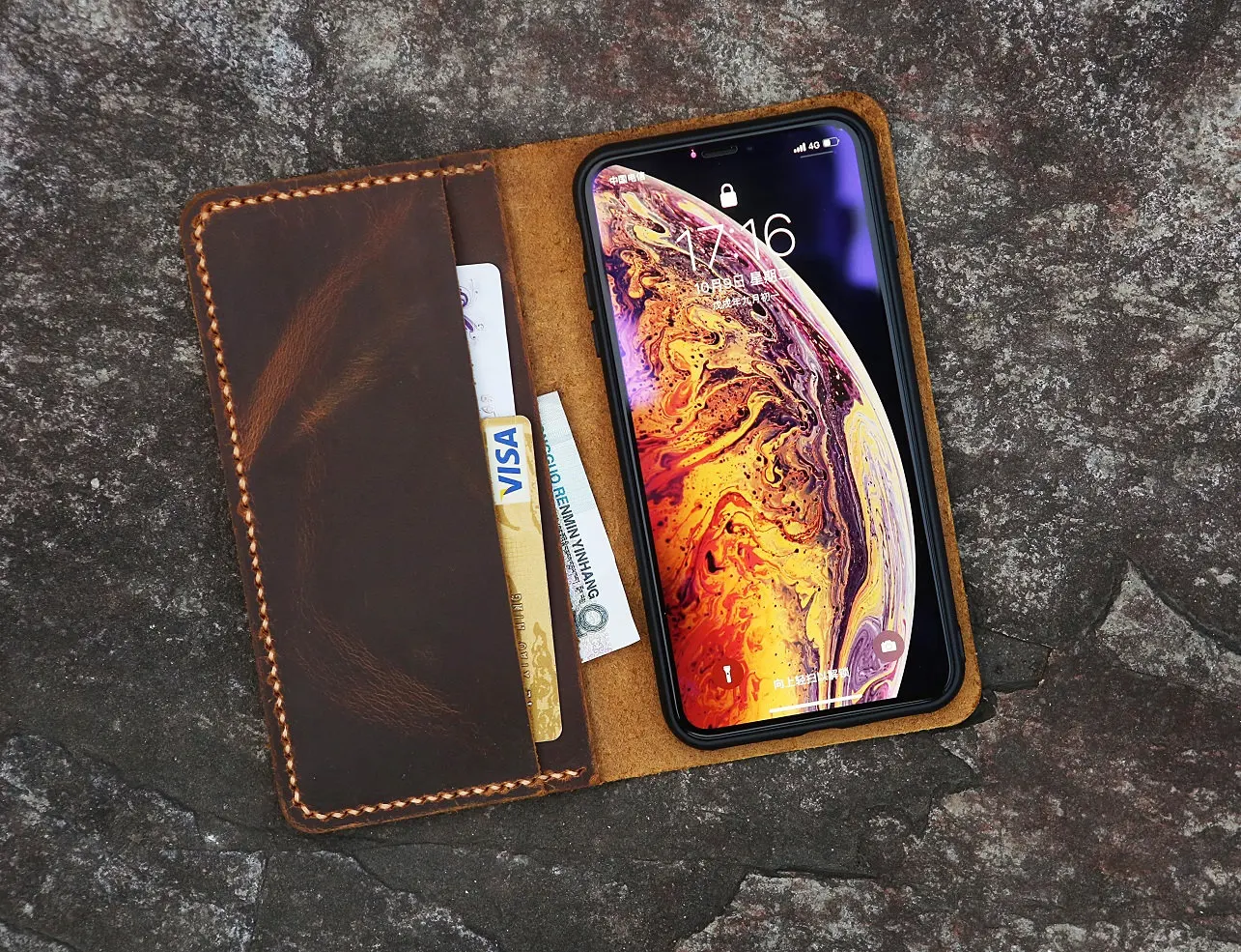Чехол-бумажник из натуральной кожи для iPhone 11 Pro Max