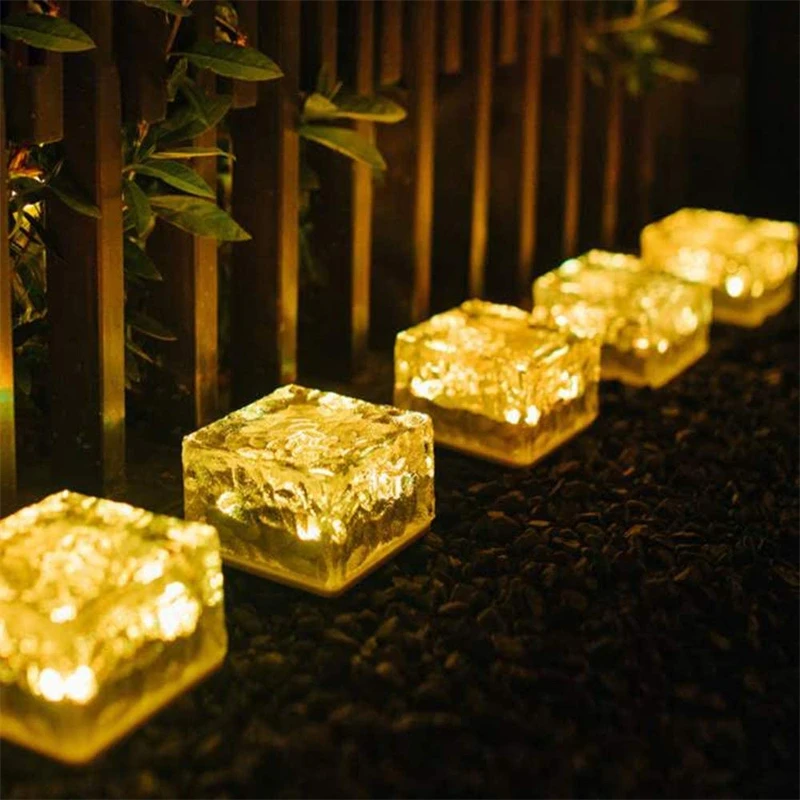 Solar Brick Lights Outdoor Waterproof Paving Lights Landscape Light for Garden Festives Decorative Ice Rock Cube Lights solar garden lights